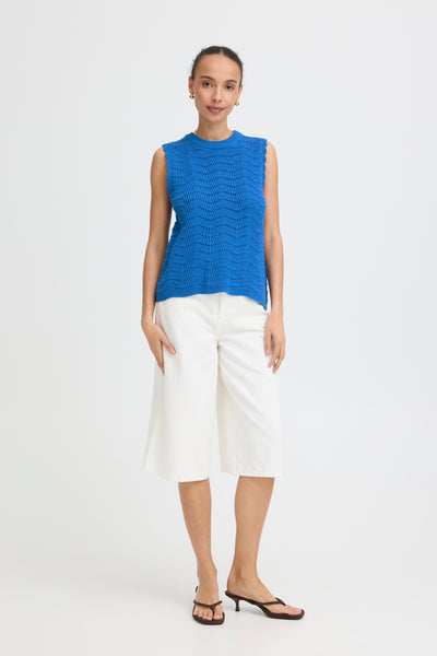 B.Young Nero Scallop Sleeveless Knit Top - Cobalt Blue