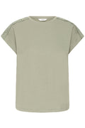 B.Young Prismi Lace Broderie Anglaise Shoulder T-Shirt - Green