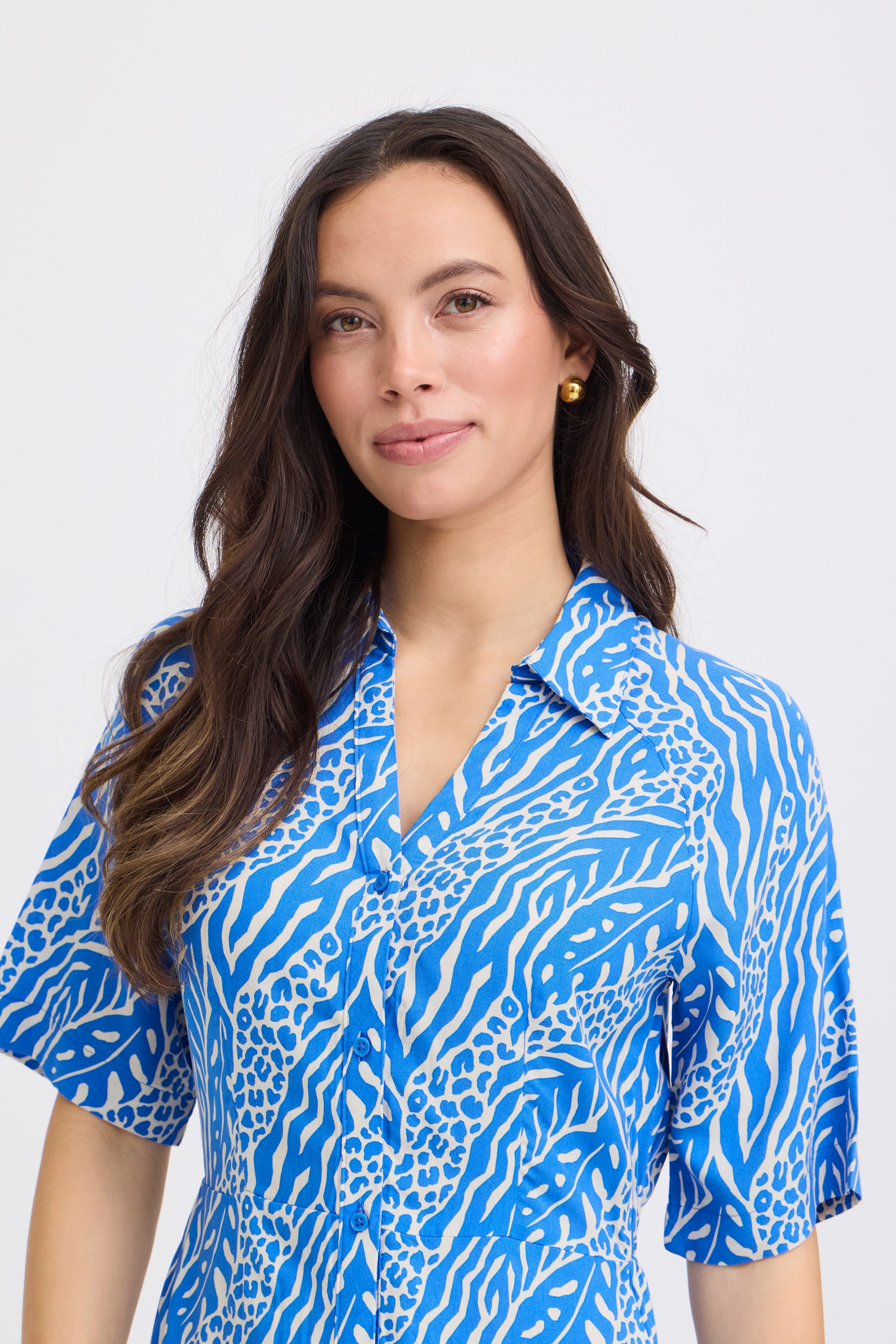 B.Young Mmjoella Abstract Nature Pattern Shirt Dress