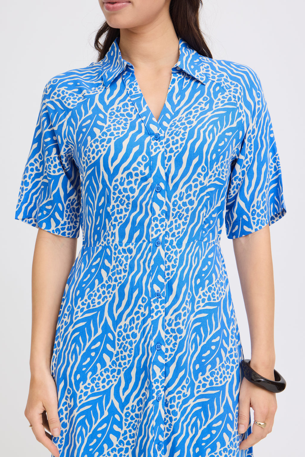 B.Young Mmjoella Abstract Nature Pattern Shirt Dress