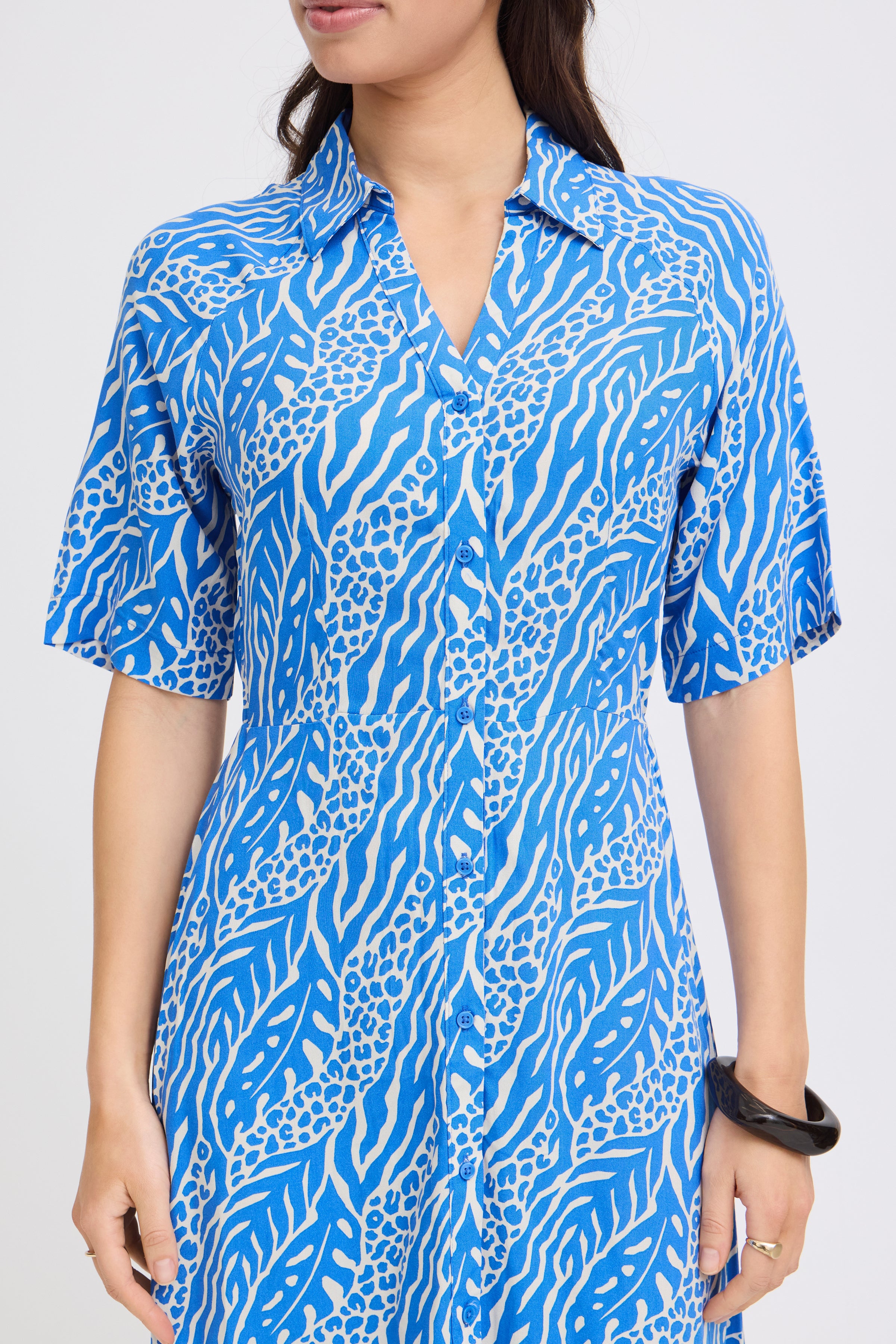 B.Young Mmjoella Abstract Nature Pattern Shirt Dress