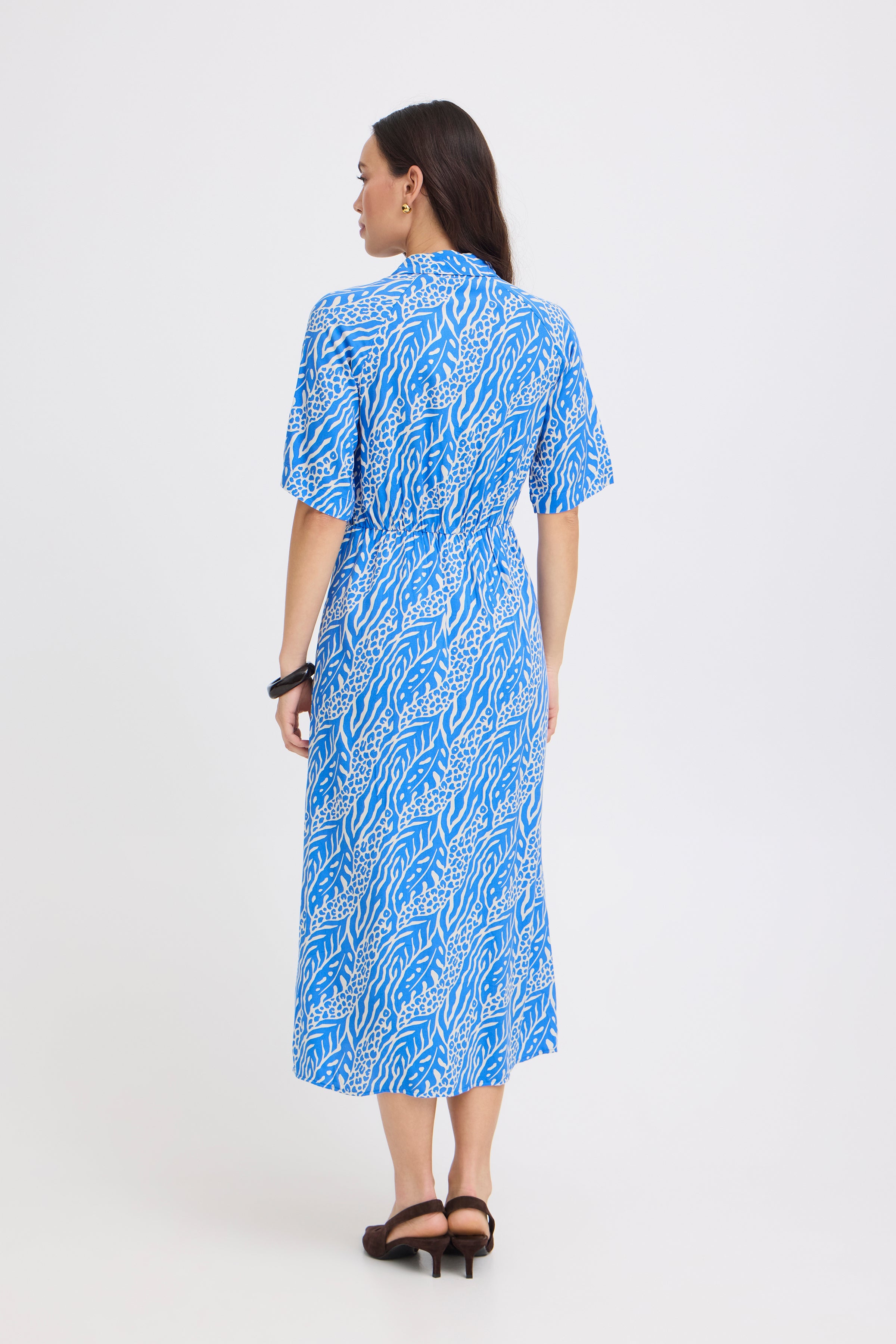 B.Young Mmjoella Abstract Nature Pattern Shirt Dress
