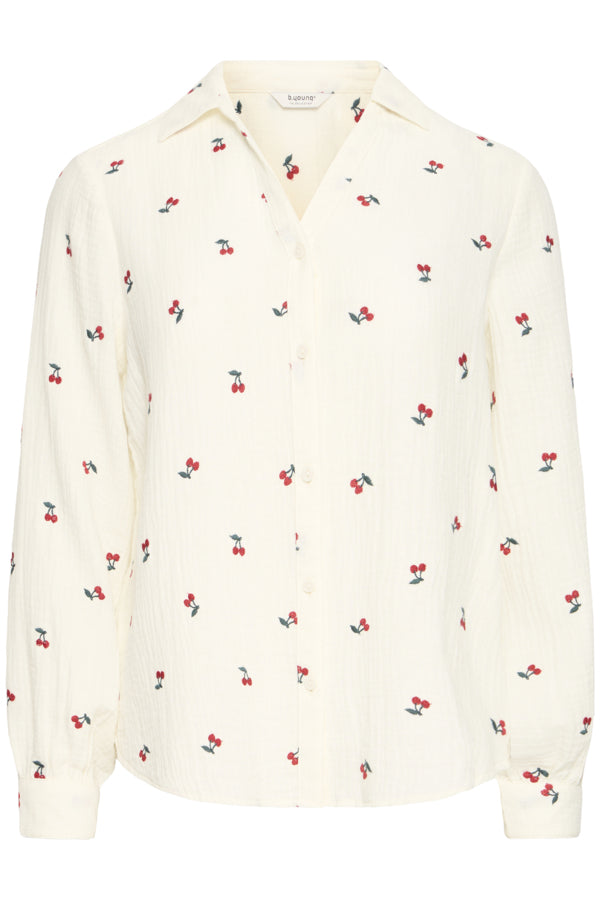 B.Young Iberlin Cherry Print Cotton Waffle Shirt
