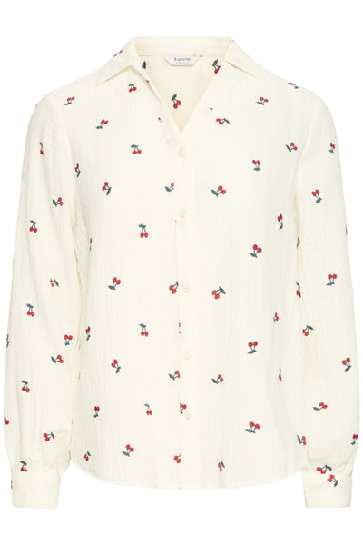 B.Young Iberlin Cherry Print Cotton Waffle Shirt