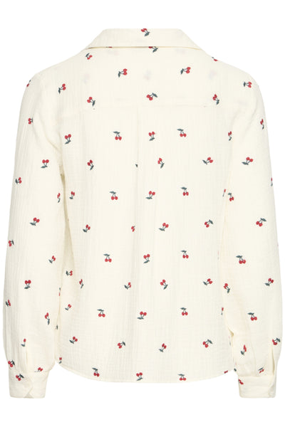 B.Young Iberlin Cherry Print Cotton Waffle Shirt