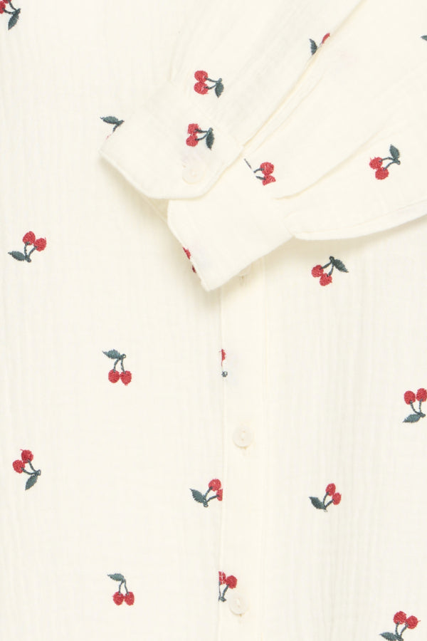 B.Young Iberlin Cherry Print Cotton Waffle Shirt
