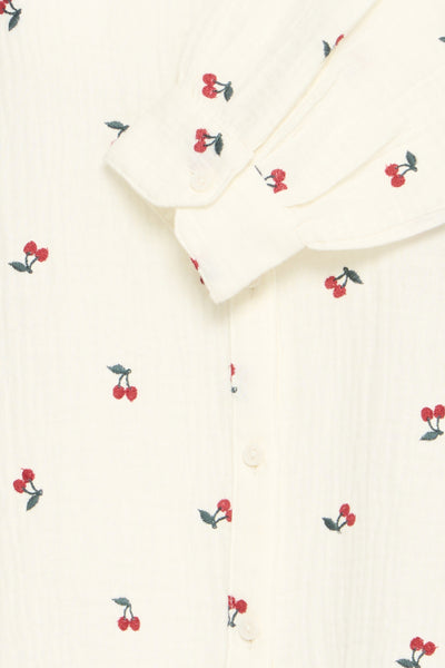 B.Young Iberlin Cherry Print Cotton Waffle Shirt