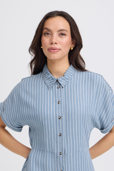 B.Young Kosmo Stripe Button Front Shirt Dress