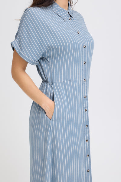 B.Young Kosmo Stripe Button Front Shirt Dress