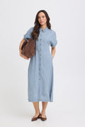 B.Young Kosmo Stripe Button Front Shirt Dress