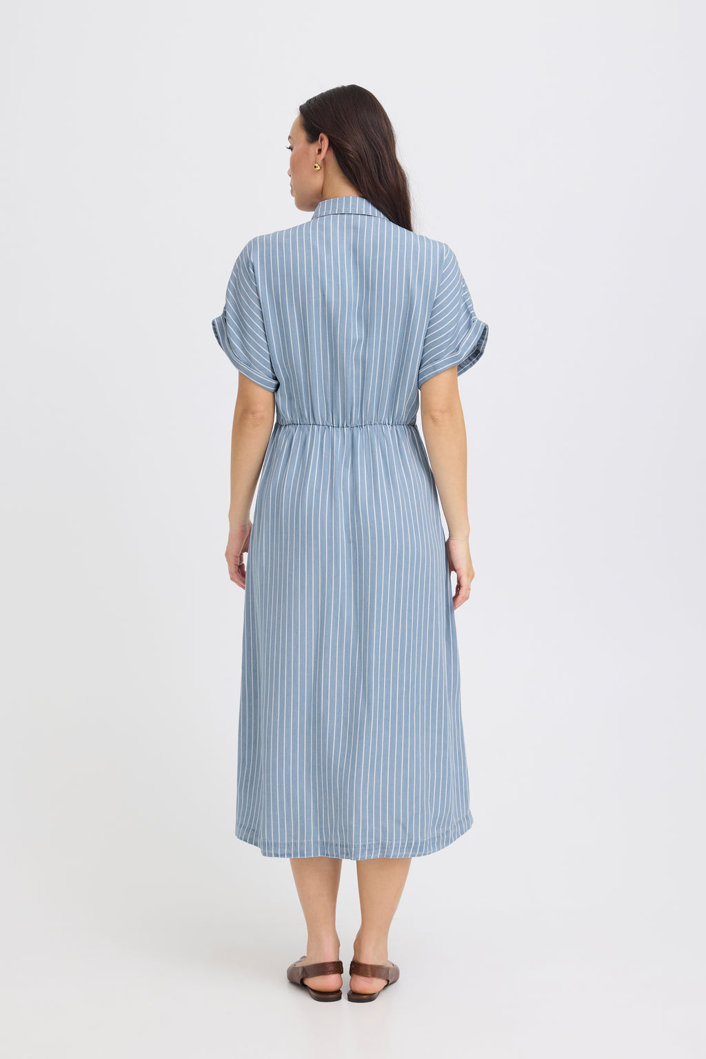 B.Young Kosmo Stripe Button Front Shirt Dress