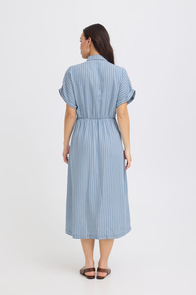 B.Young Kosmo Stripe Button Front Shirt Dress