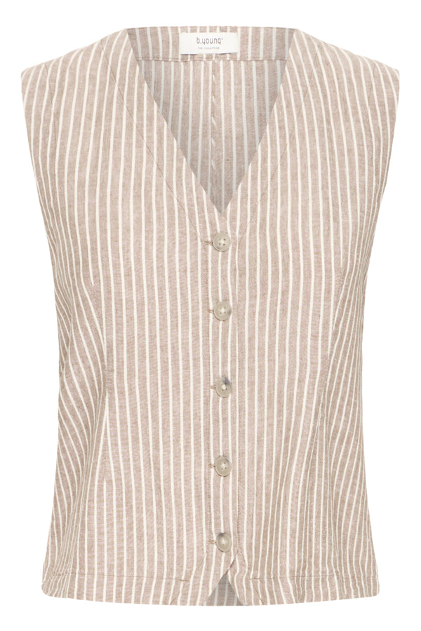 B.Young Falakka Linen Blend Stripe Waistcoat