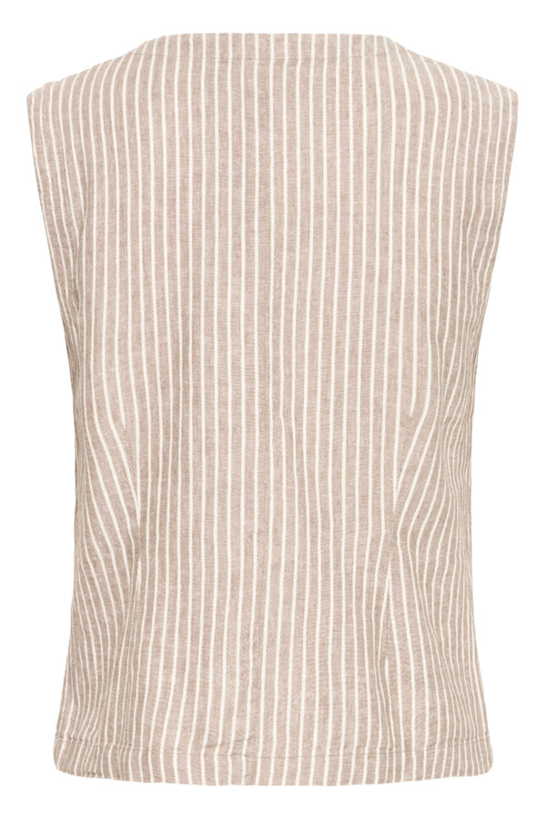 B.Young Falakka Linen Blend Stripe Waistcoat