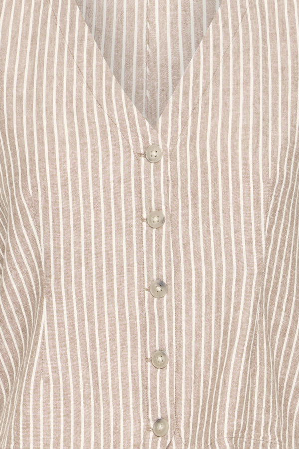 B.Young Falakka Linen Blend Stripe Waistcoat