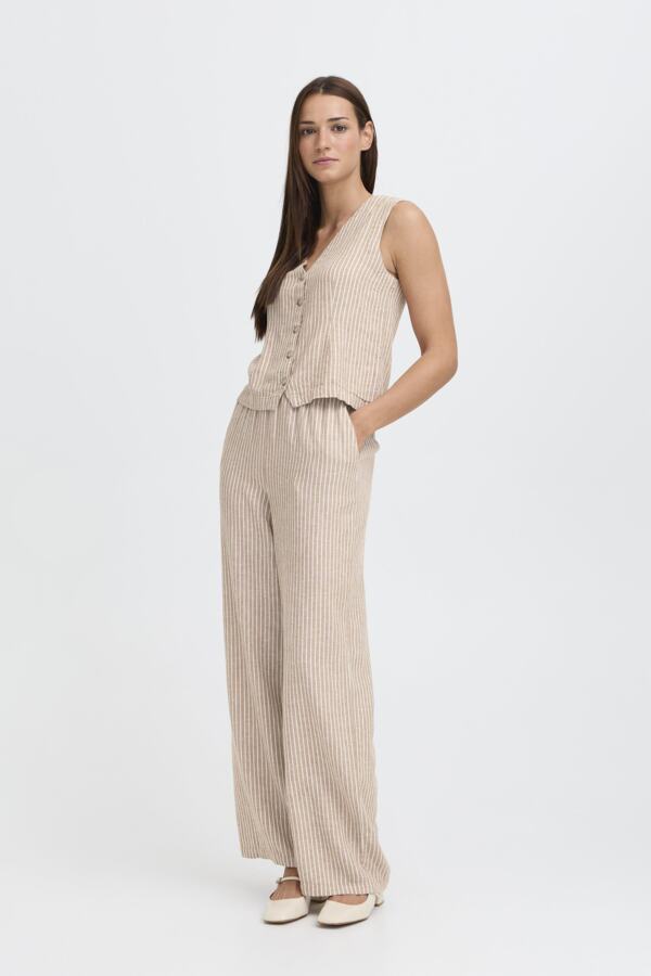 B.Young Falakka Linen Blend Stripe Waistcoat