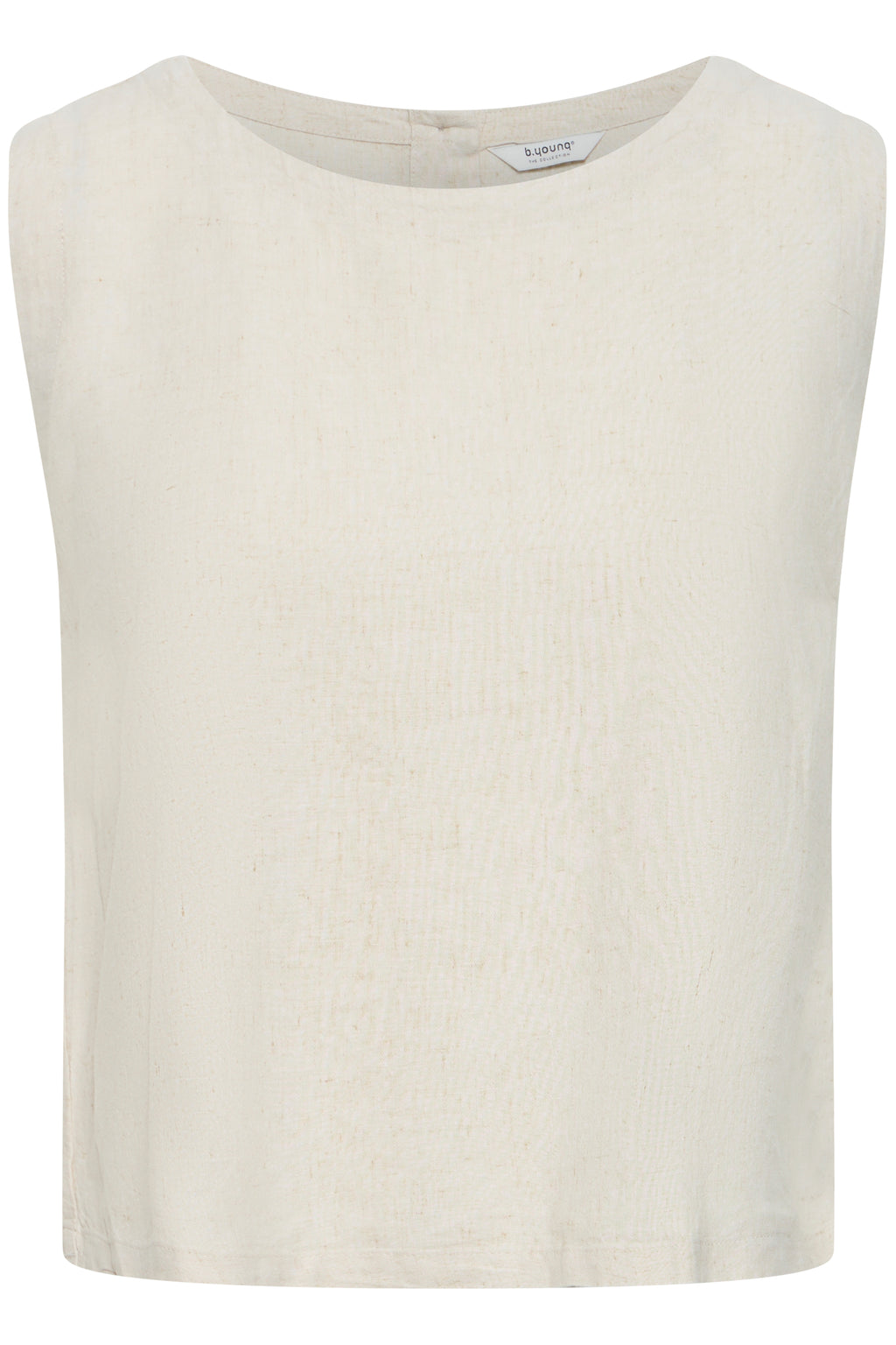 B.Young Falakka Linen Blend Button Back Shell Top - Beige