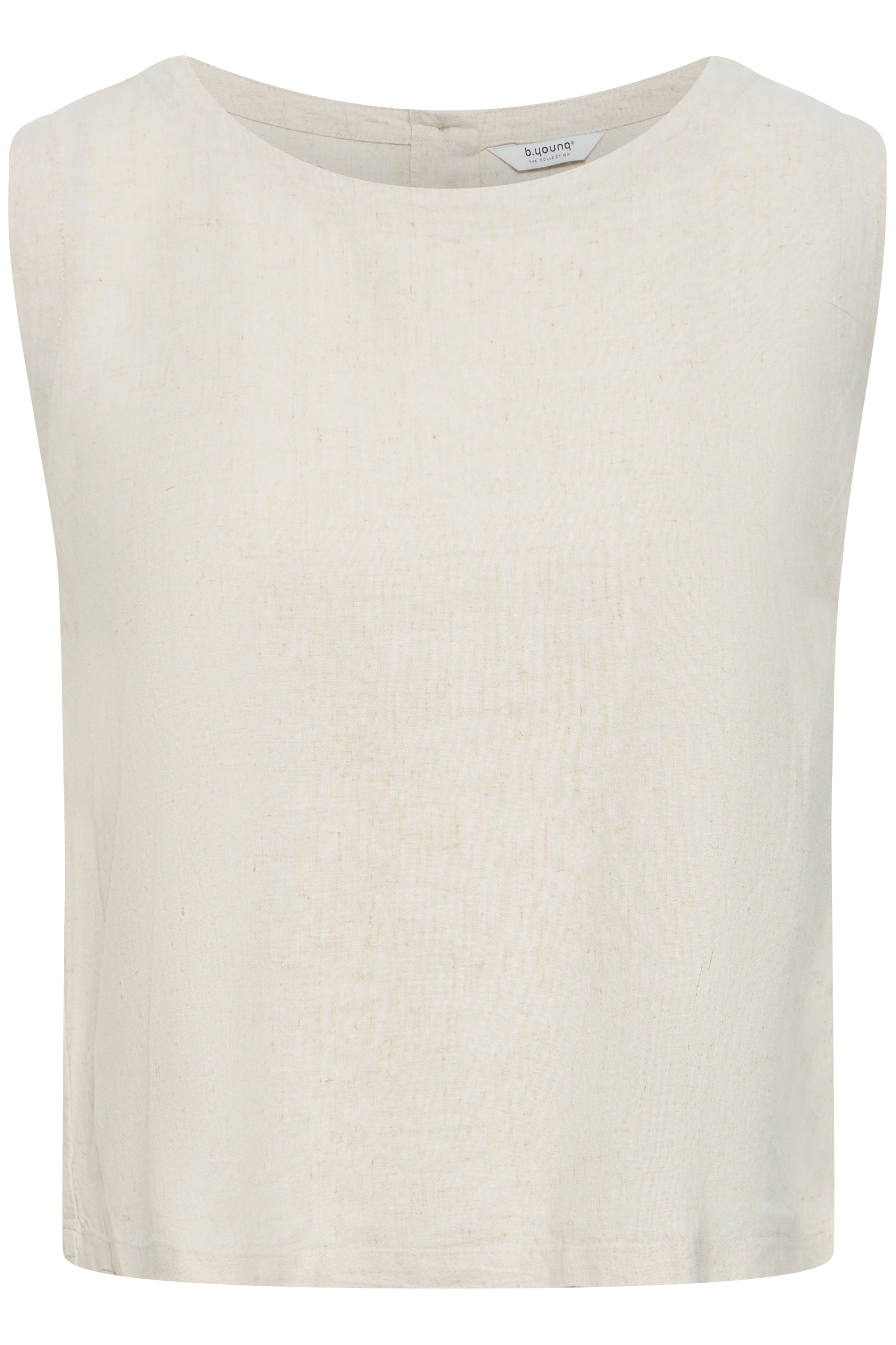B.Young Falakka Linen Blend Button Back Shell Top - Beige