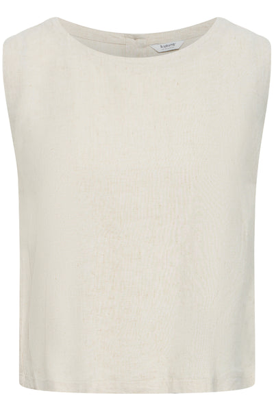 B.Young Falakka Linen Blend Button Back Shell Top - Beige