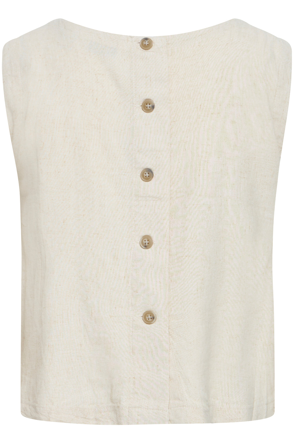 B.Young Falakka Linen Blend Button Back Shell Top - Beige