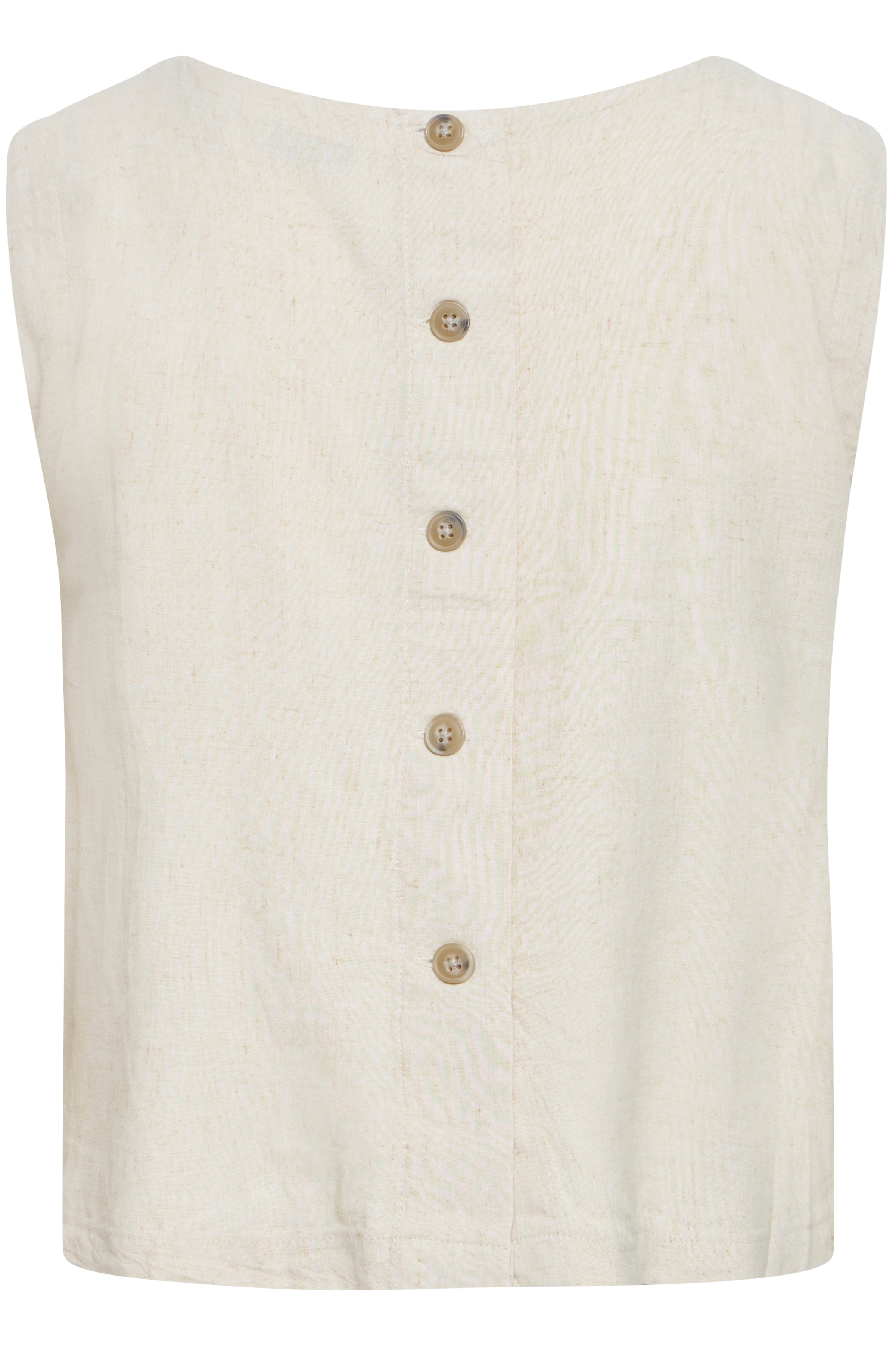 B.Young Falakka Linen Blend Button Back Shell Top - Beige