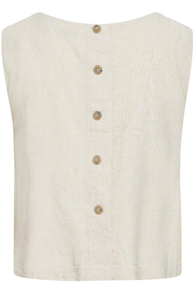 B.Young Falakka Linen Blend Button Back Shell Top - Beige