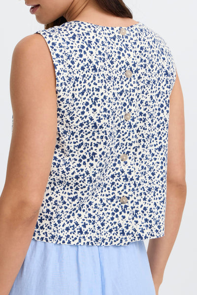 B.Young Falakka Floral Button Back Shell Top