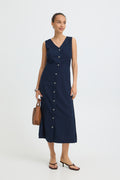 B.Young Falakka Button Through Sleeveless Midi Dress