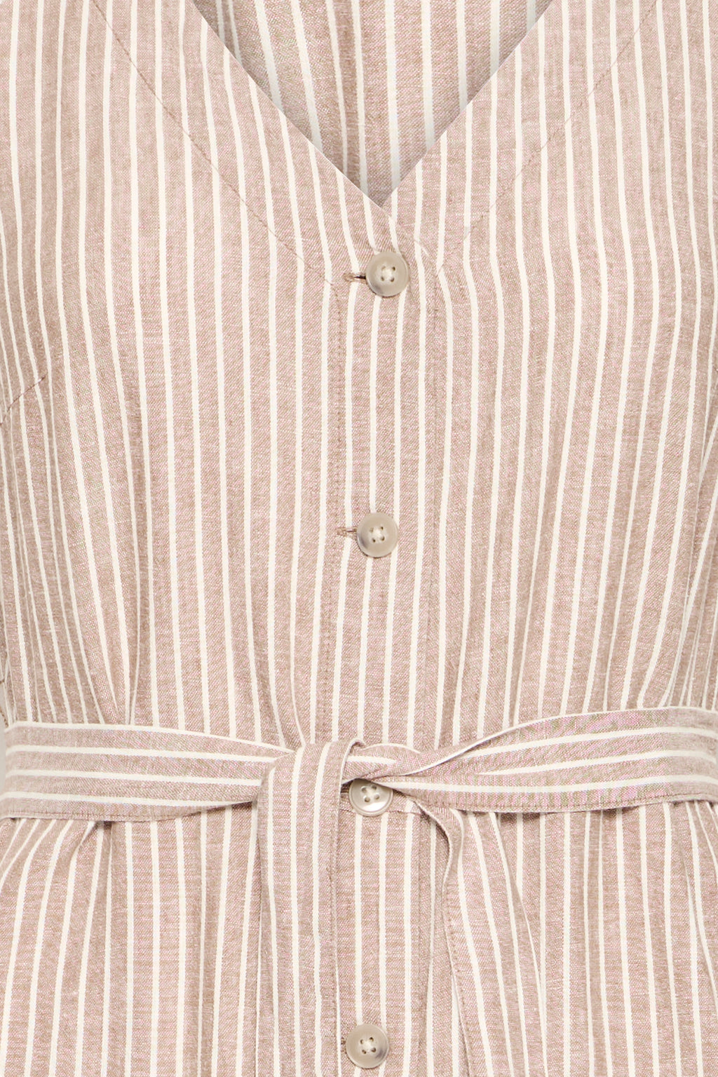 B.Young Falakka Linen Blend Button Stripe Midi Dress