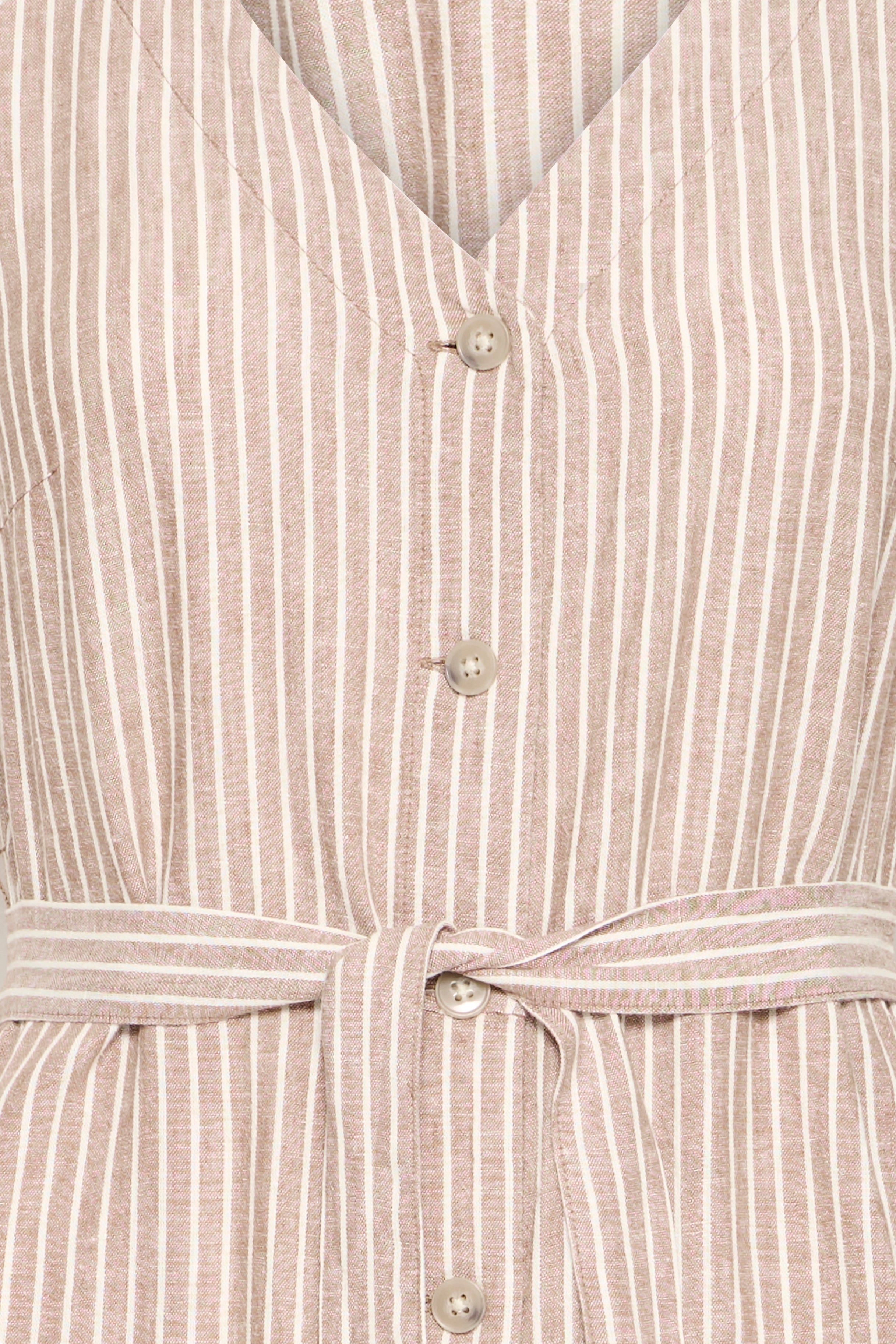 B.Young Falakka Linen Blend Button Stripe Midi Dress
