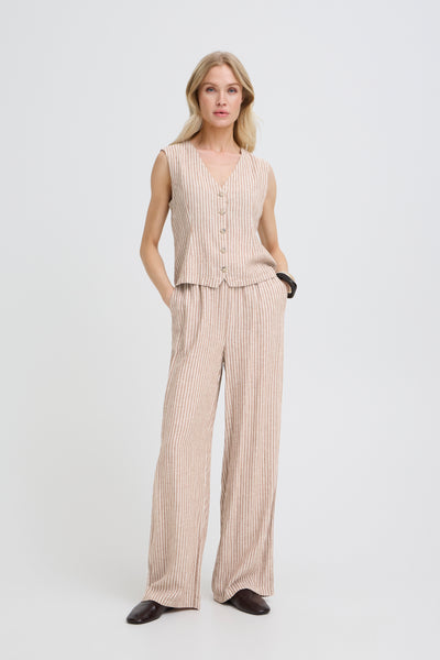 B.Young Falakka Linen Blend Stripe Trousers