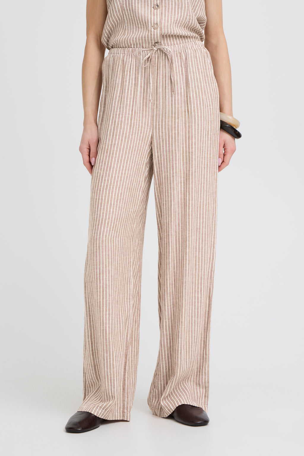 B.Young Falakka Linen Blend Stripe Trousers