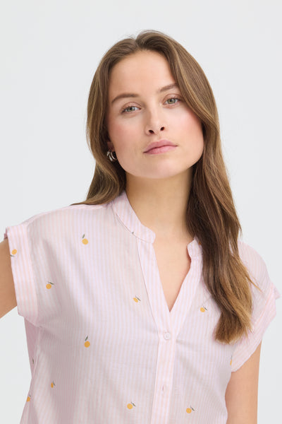 B.Young Isilas Orange Motif Stripe Blouse