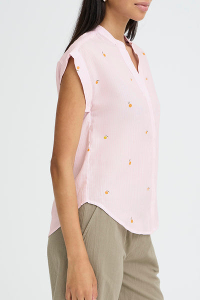 B.Young Isilas Orange Motif Stripe Blouse