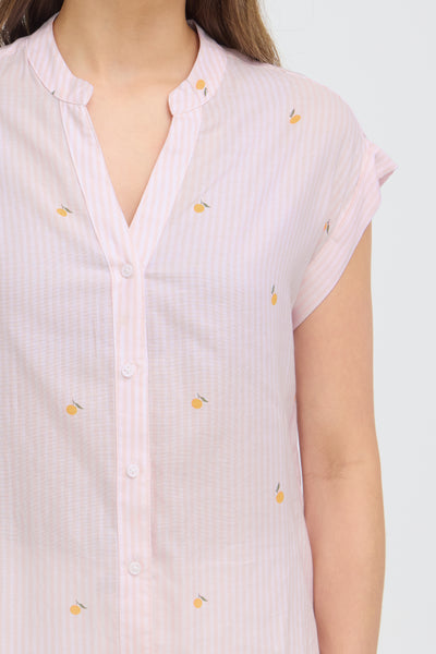 B.Young Isilas Orange Motif Stripe Blouse