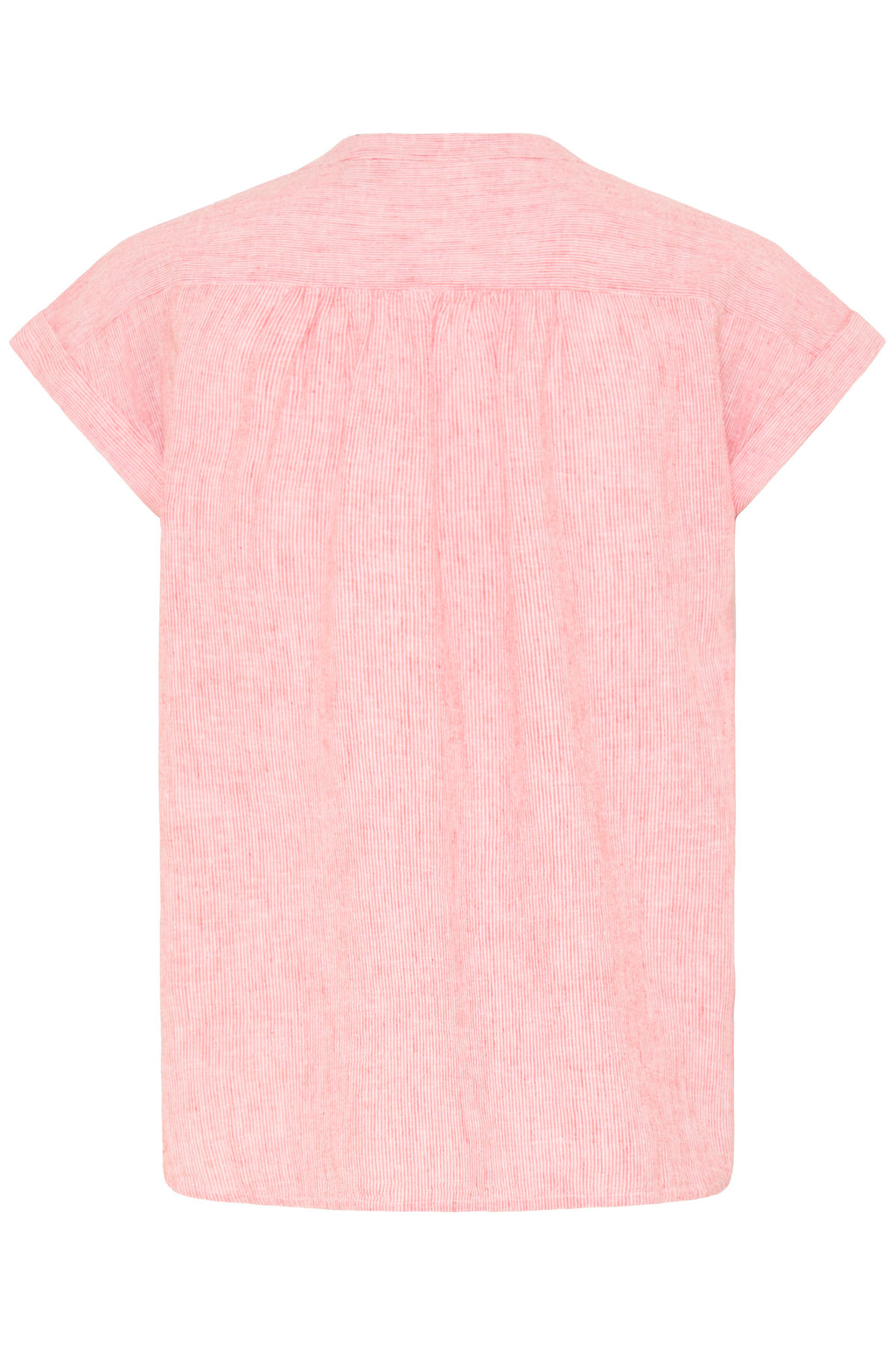 B.Young Izola Stripe V-Neck Button Front Blouse - Red