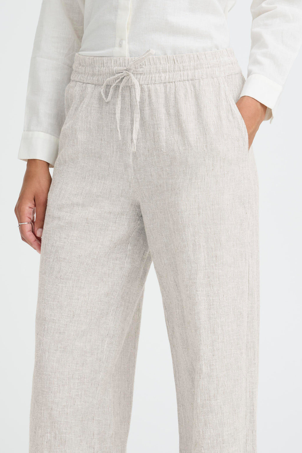 B.Young Izola Stripe Drawstring Trousers - Green