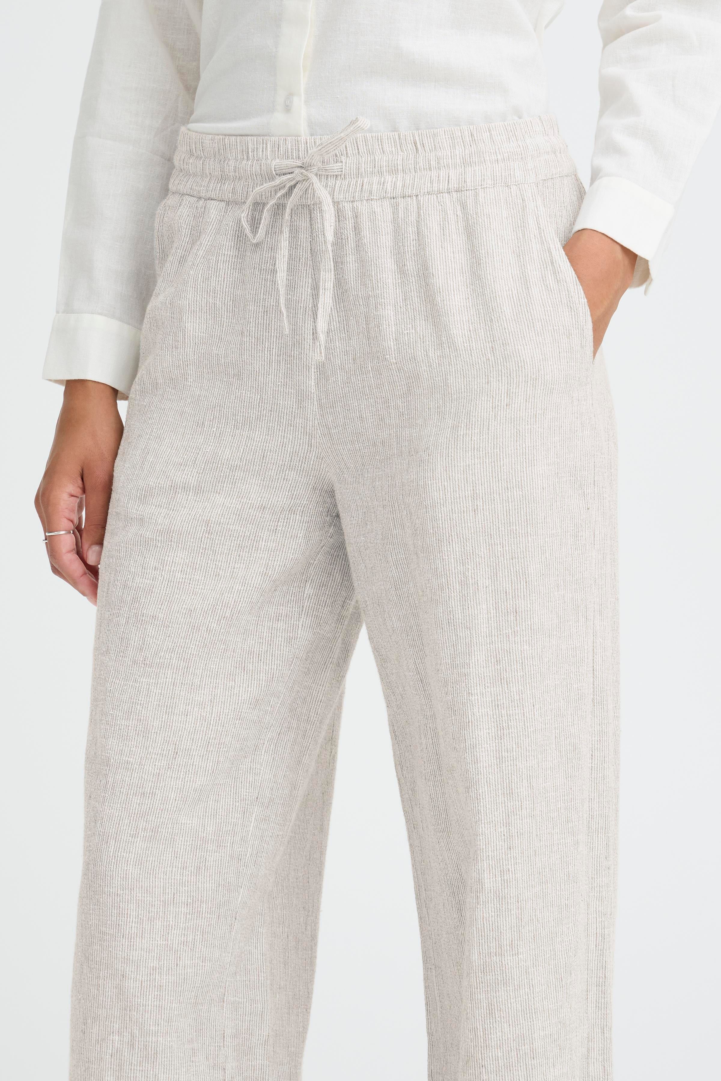 B.Young Izola Stripe Drawstring Trousers - Green