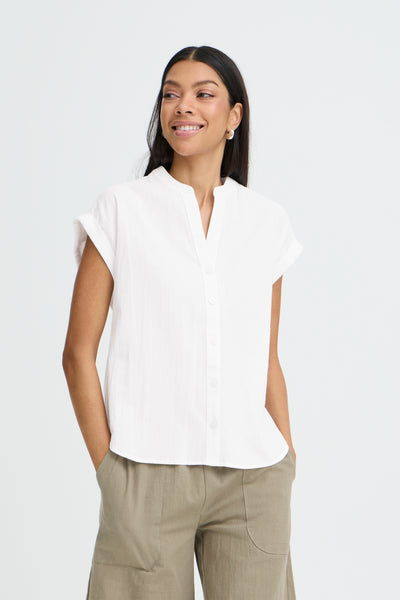 B.Young Ellana Button Through Short Sleeve Shirt - White