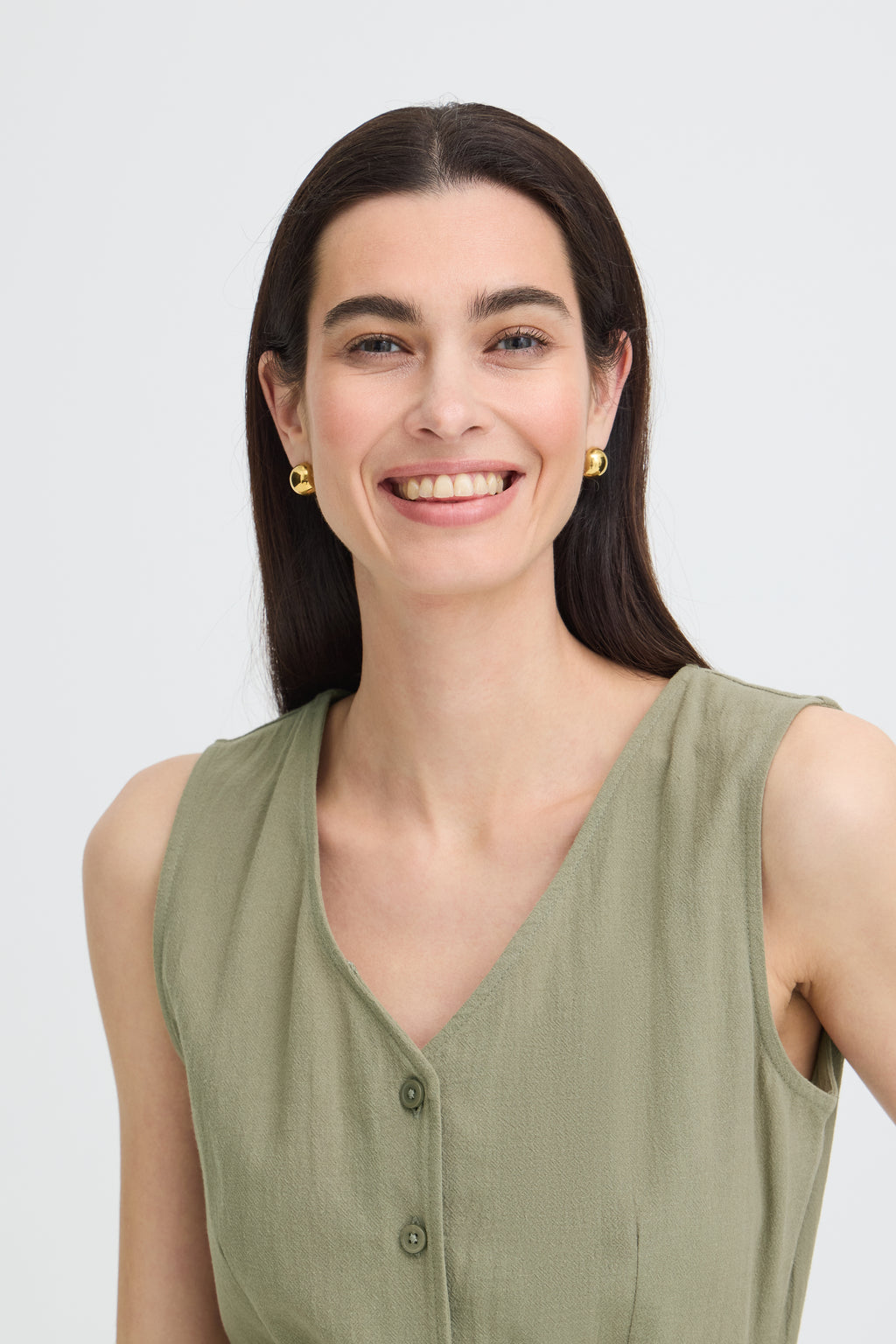 B.Young Ellana Sleeveless Button Through Midi Dress
