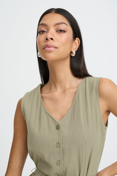 B.Young Ellana Sleeveless Button Through Midi Dress