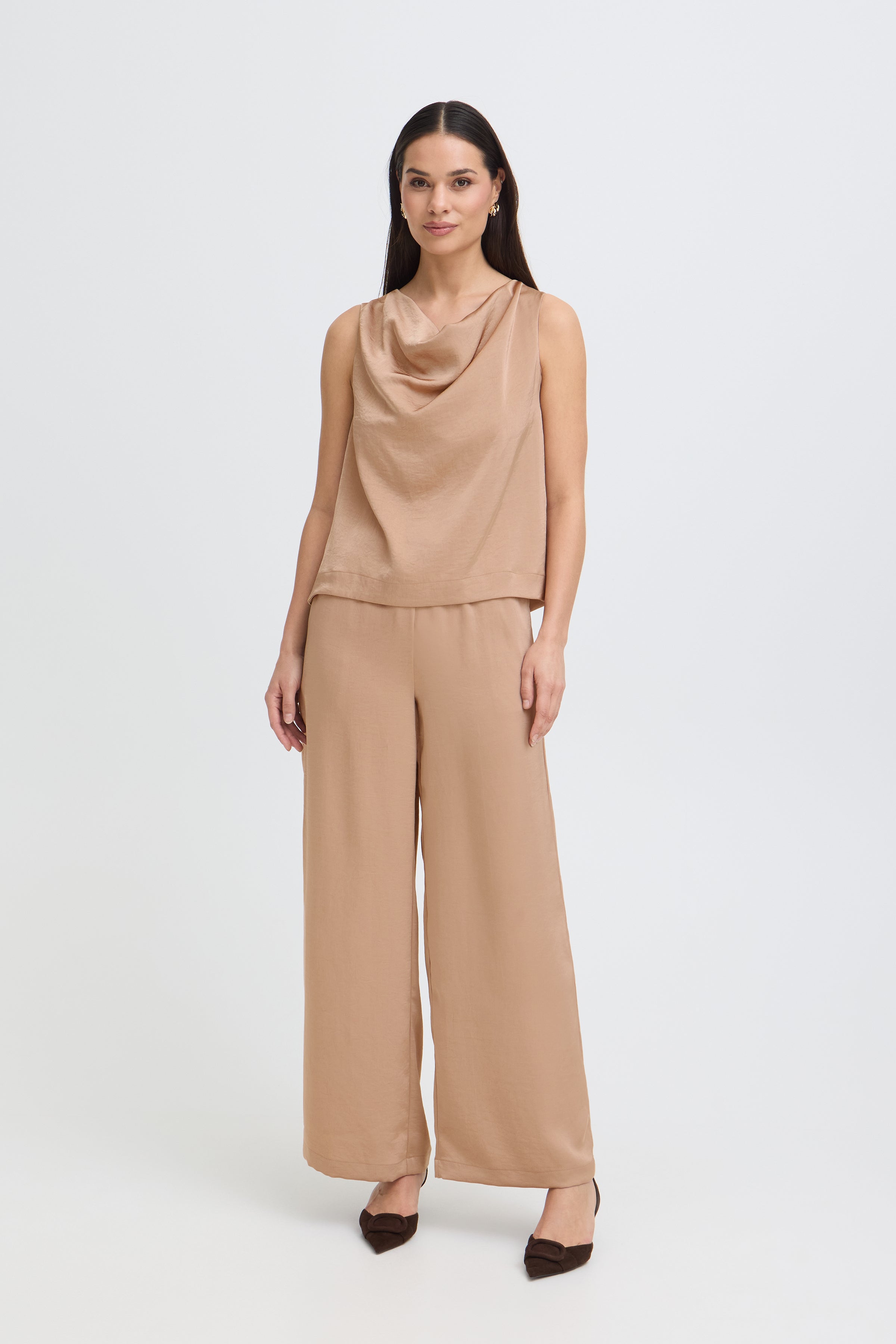 B.Young Dacanna Satin Cowl Neck Sleeveless Top