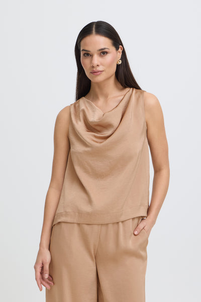 B.Young Dacanna Satin Cowl Neck Sleeveless Top