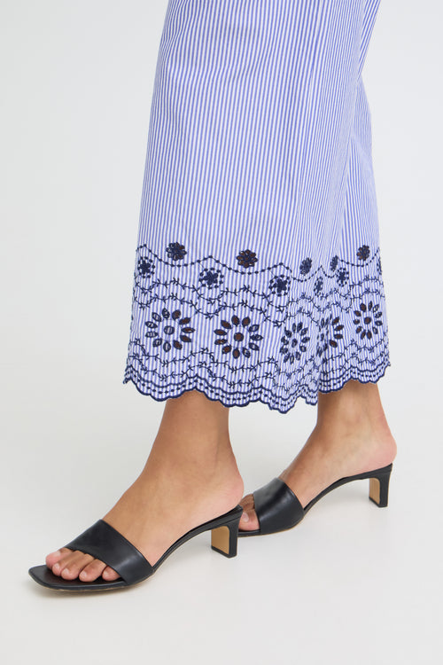 B.Young Inzi Floral Stripe Embroidered Pants