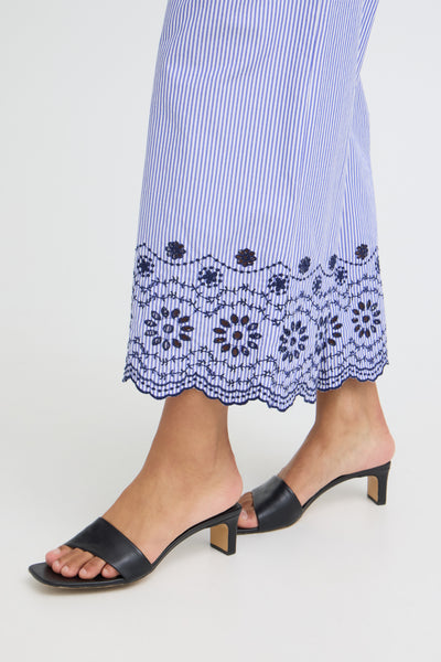 B.Young Inzi Floral Stripe Embroidered Pants