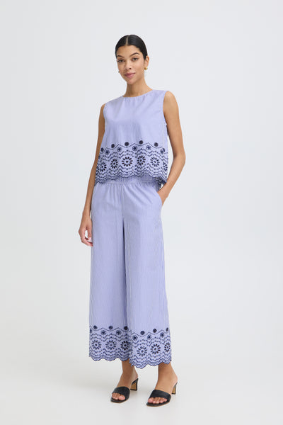 B.Young Inzi Floral Stripe Embroidered Pants