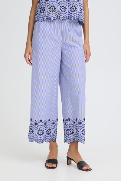 B.Young Inzi Floral Stripe Embroidered Pants