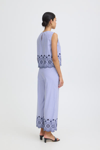 B.Young Inzi Floral Stripe Embroidered Pants
