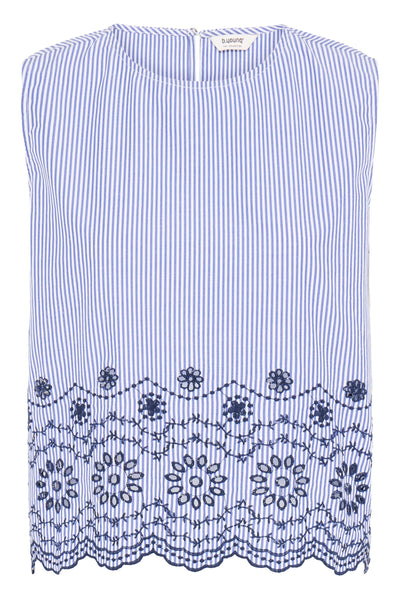 B.Young Inzi Floral Stripe Embroidered Sleeveless Top