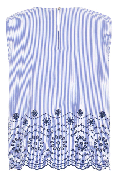 B.Young Inzi Floral Stripe Embroidered Sleeveless Top